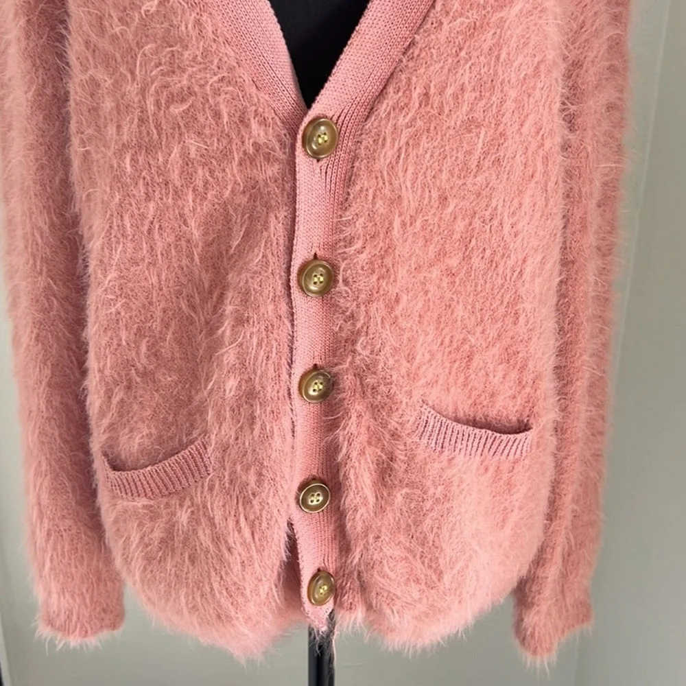 Urban Outfitters Pink Eyelash Shaggy Cardigan Sweater - Picture 5 of 8